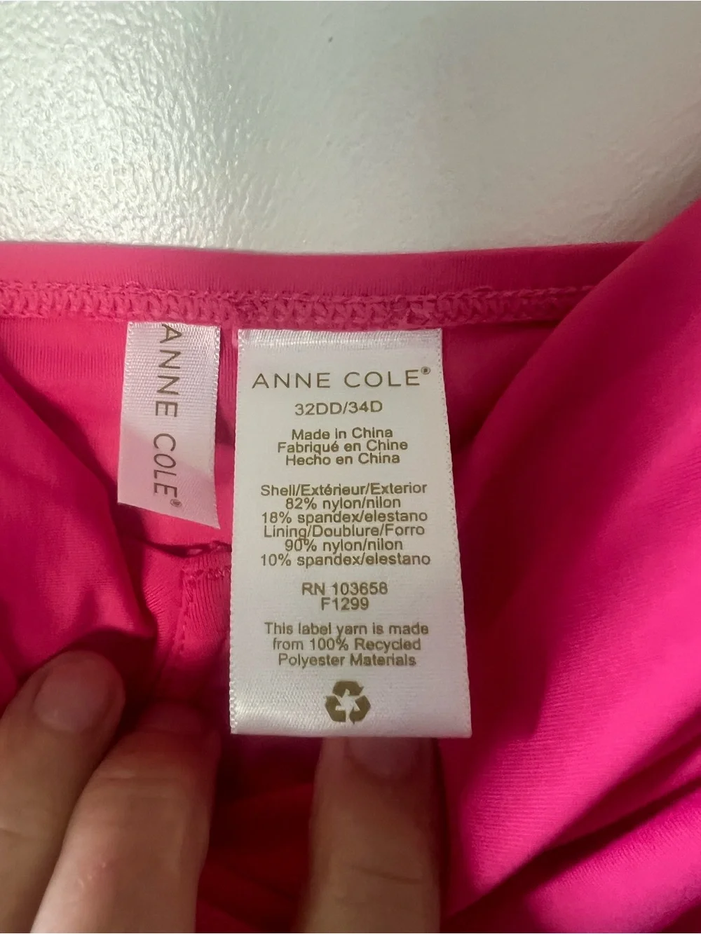 Anne Cole Hot Pink V-Neck Tankini Swim Top
